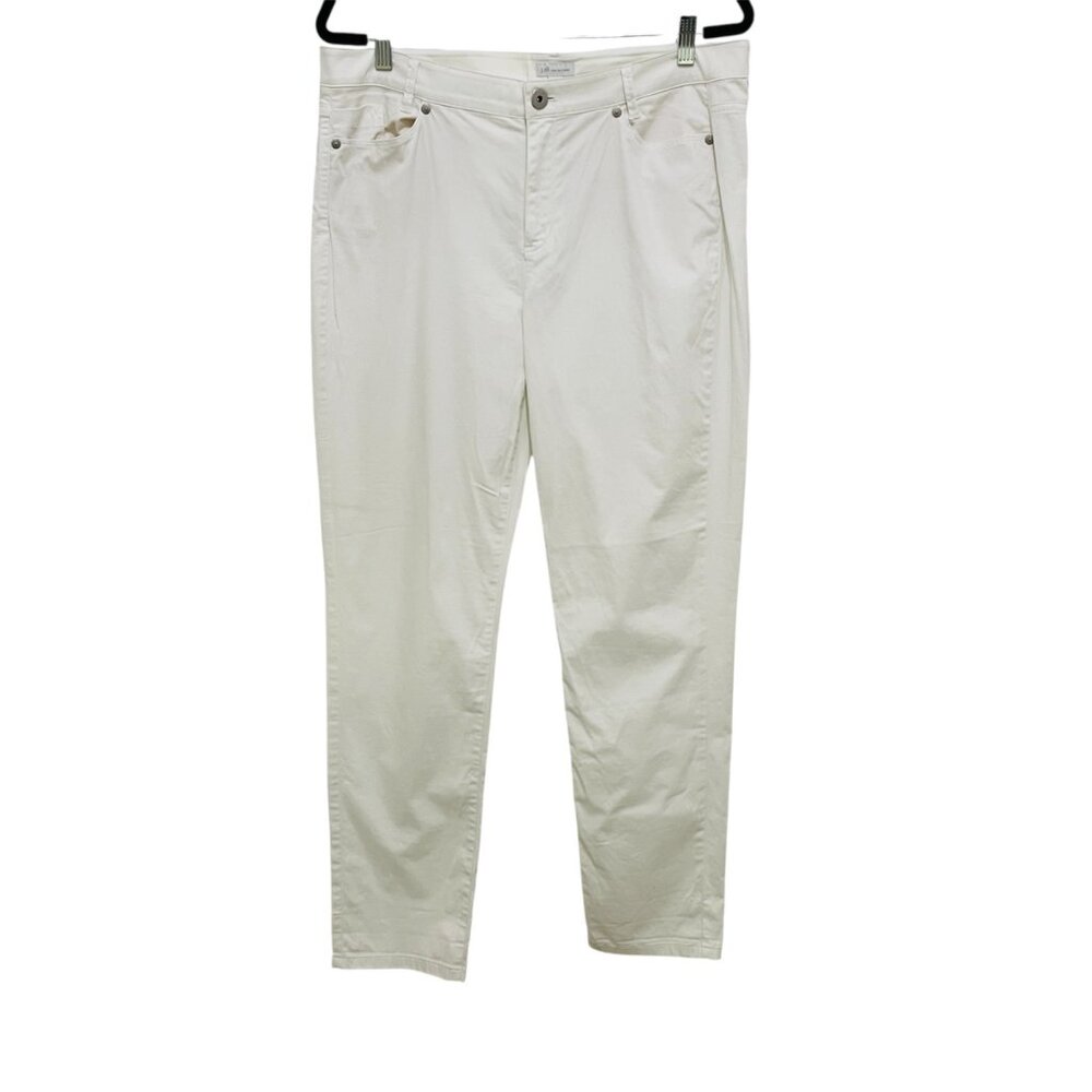 J Jill White Live-In‎ Chino Pants Womens Size 14 Cotton Spandex Preppy Classic